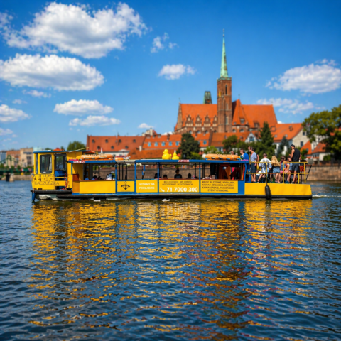 Statek Kaczuszka podczas rejsu po Odrze we Wrocławiu